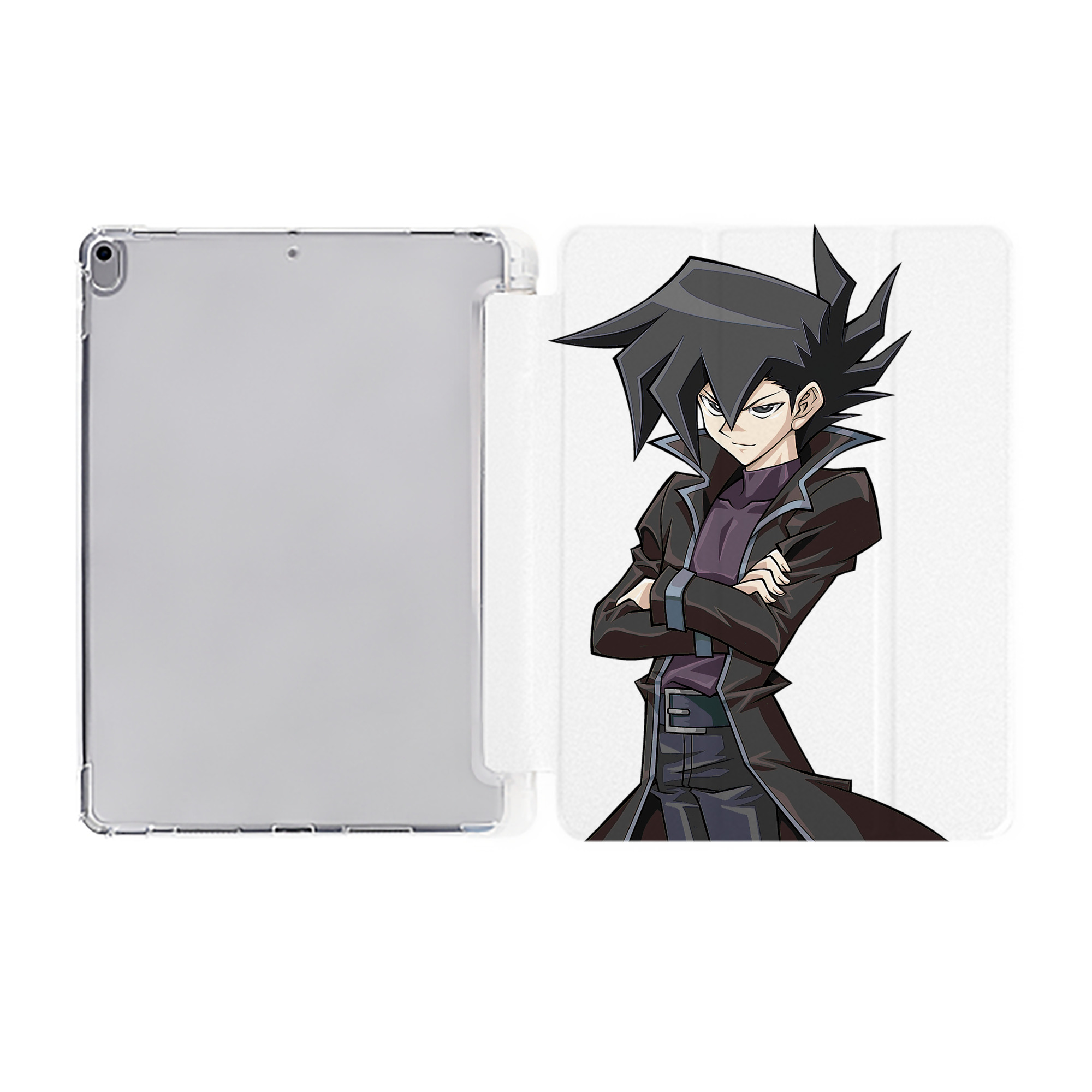 （画像用） 遊☆戯☆王 Yu-Gi-Oh! IPad ケース ペン収納付き 三つ折りスタンド PUレザー×シリコン 対応機種9.5/10.5/10.9インチ